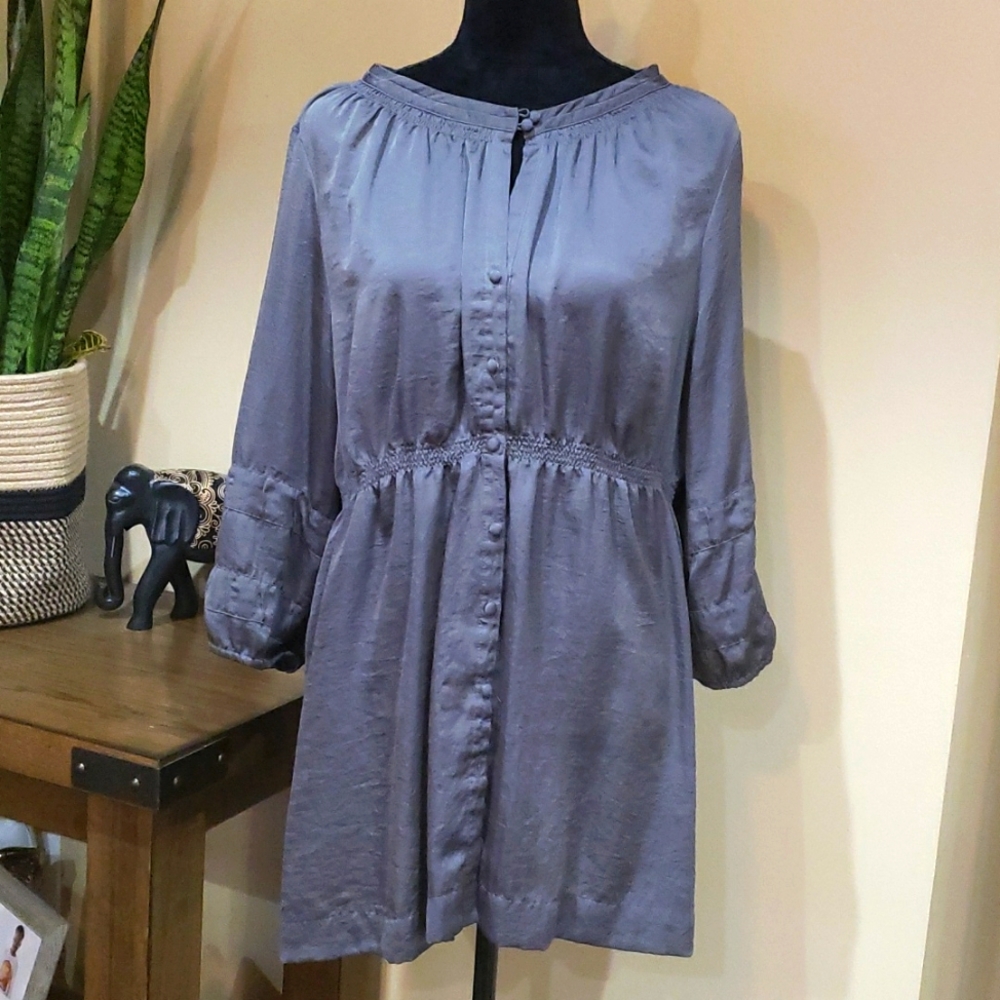 Gray Button Down Tunic